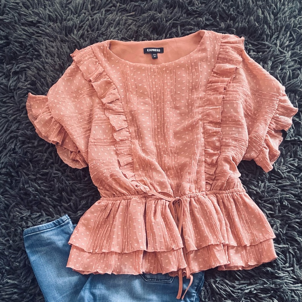Express ruffled top, size med! Like new!